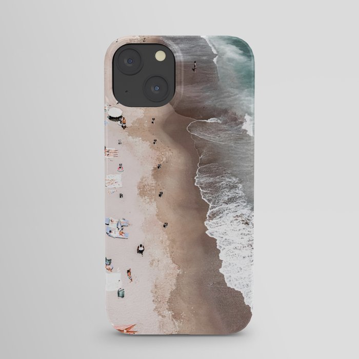 People On Beach, Aerial Drone Photography Art Print, Summer Waves Photography, Ocean Wall Art Print, Sea Art Print iPhone Case