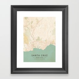Santa Cruz, United States - Vintage Map Framed Art Print