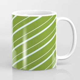 [ Thumbnail: Green & Light Cyan Colored Stripes/Lines Pattern Coffee Mug ]