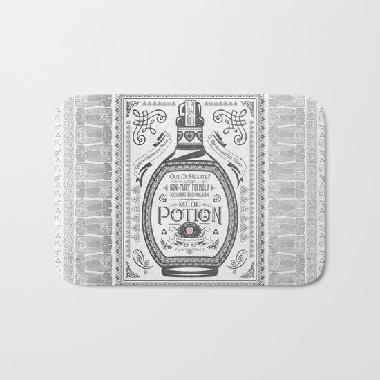 Legend of Zelda Red Potion Vintage Hyrule Line Work Letterpress Bath Mat