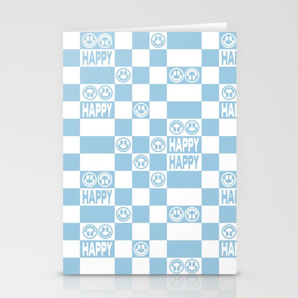 HAPPY Checkerboard (Morning Sky Light Blue Color) Stationery Cards
