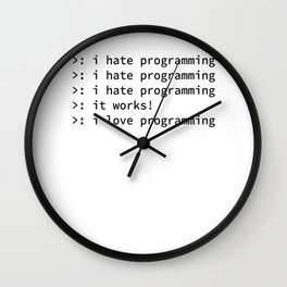 programmer codes hate nerdy geek funny gift hate Wall Clock