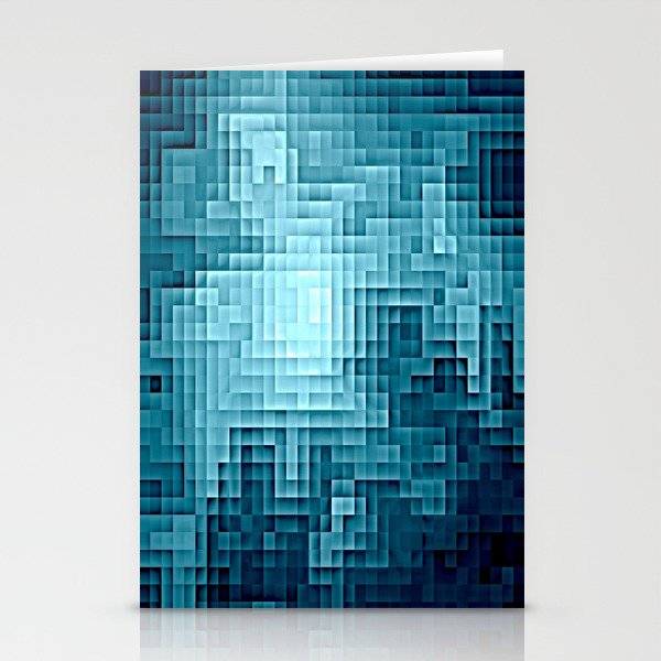 Nebula Pixels Steel Teal Blue Stationery Cards