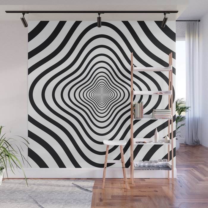 op art - black and white twisty tunnel Wall Mural