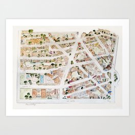 Greenwich Village Map by Harlem Sketches Art Print
