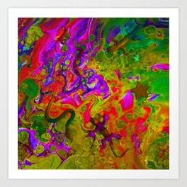 Rainbow Snakes Art Print | Psychedelic, Surreal, Melted, Snakes, Chemical, Green, Slick, Eerie, Wet, Pink 