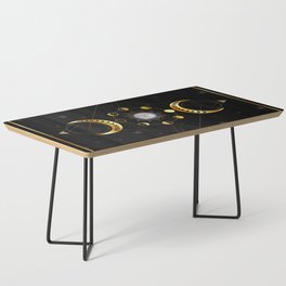 Triple Goddess golden moon phases with witch hands Coffee Table