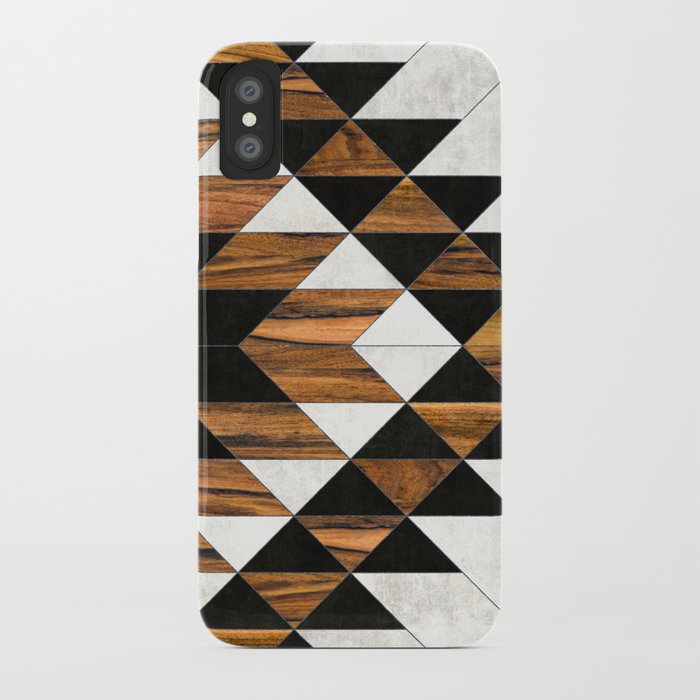 urban tribal pattern 9 - aztec - concrete and wood iphone case