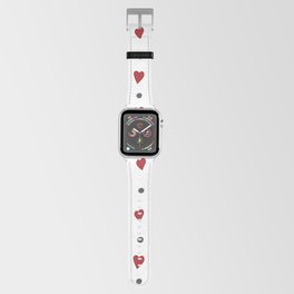 Red hearts and grey dots pattern Apple Watch Band