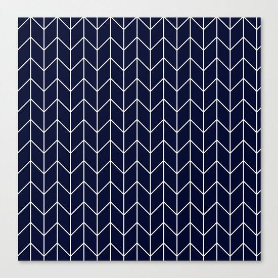 Chevron pattern - white on darkblue Canvas Print