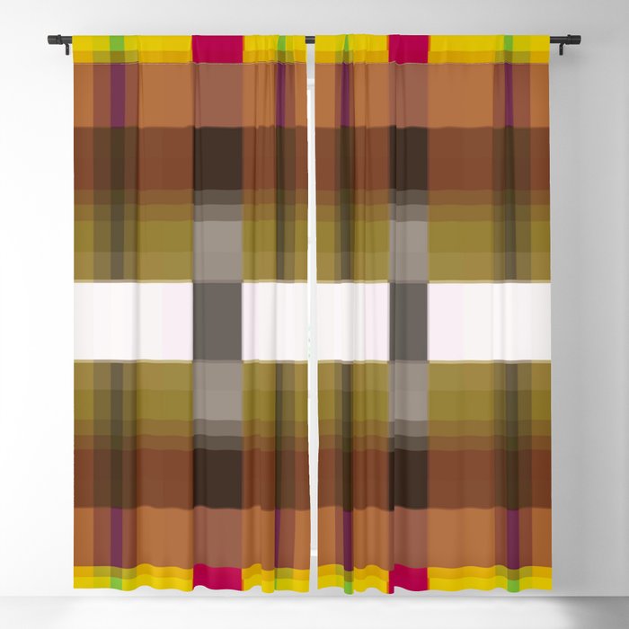 geometric symmetry pixel square pattern abstract background in yellow pink green Blackout Curtain
