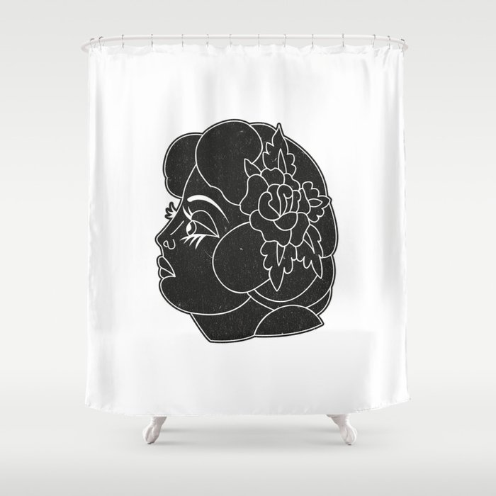 Traditional Woman Tattoo Shower Curtain By Atpilrations