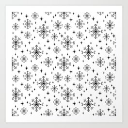 Snowflakes winter christmas minimal holiday black and white decor gifts Art Print
