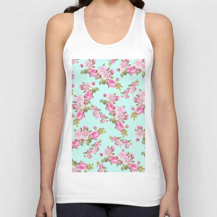 Pink & Mint Green Floral Tank Top by Whimsy Romance and Fun by 2sweet4words  D