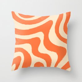 Groovy Liquid Shapes - Orange  Throw Pillow