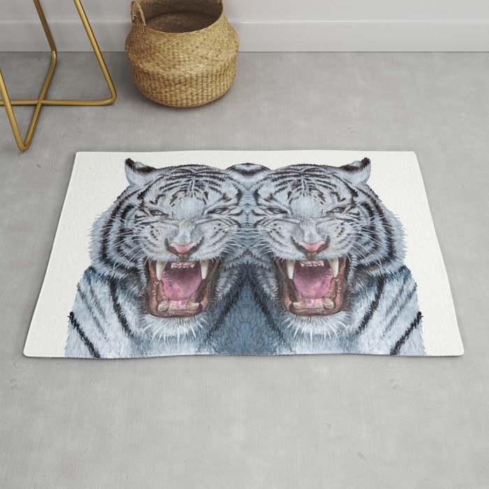 Double White tiger Rug