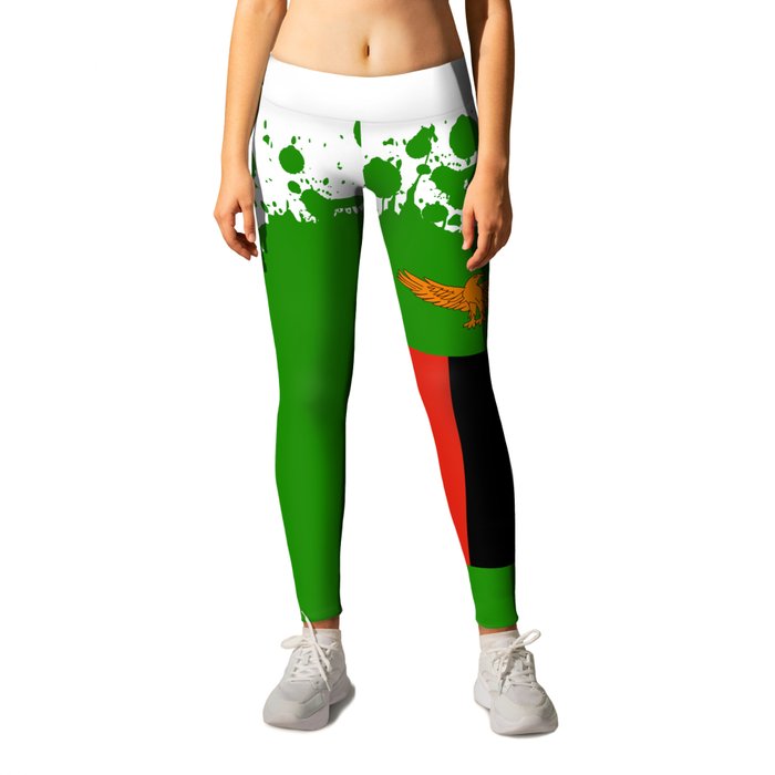 Zambia Flag Blob Design Leggings