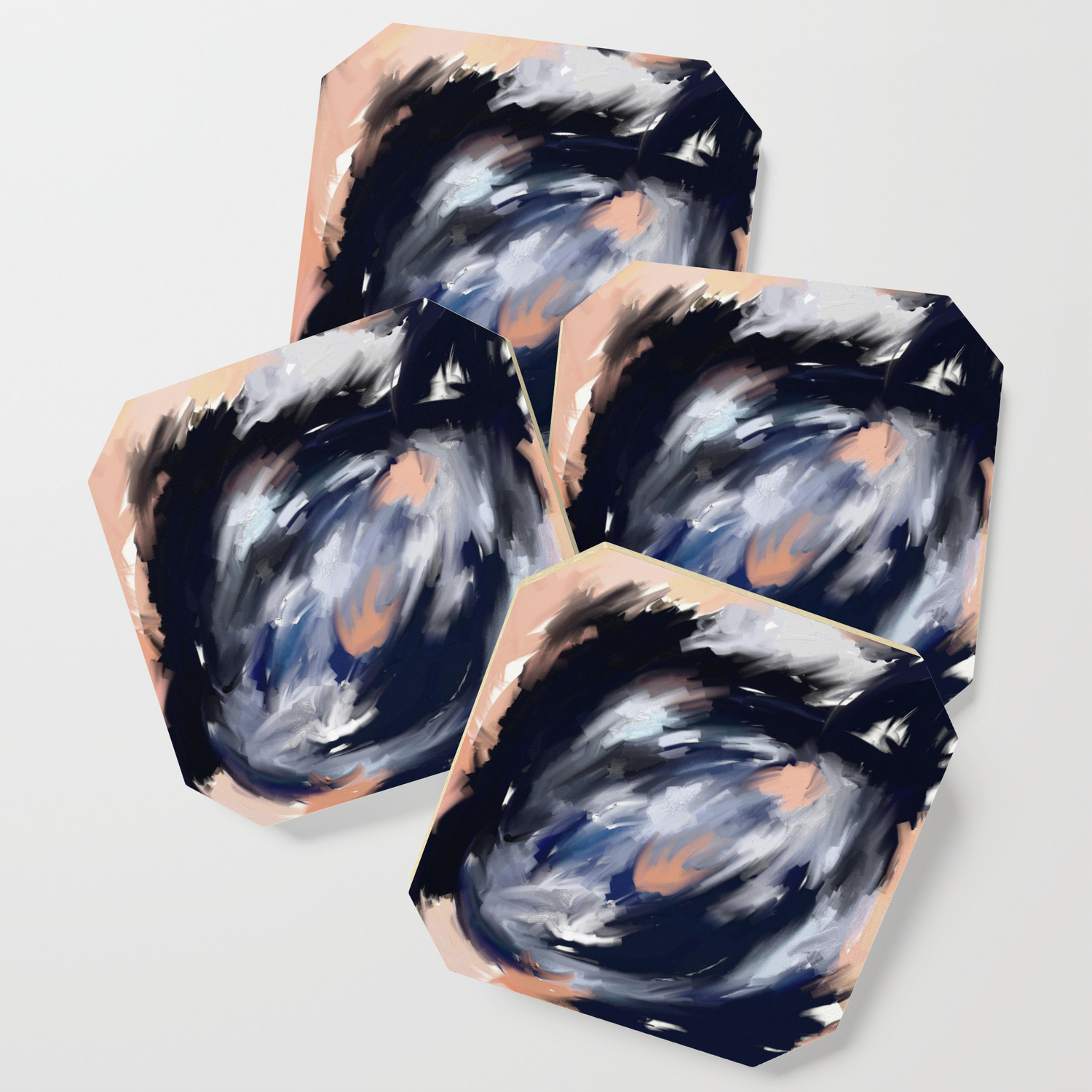 Storm S Eye An Abstract Painting In Peach Blue White And Black