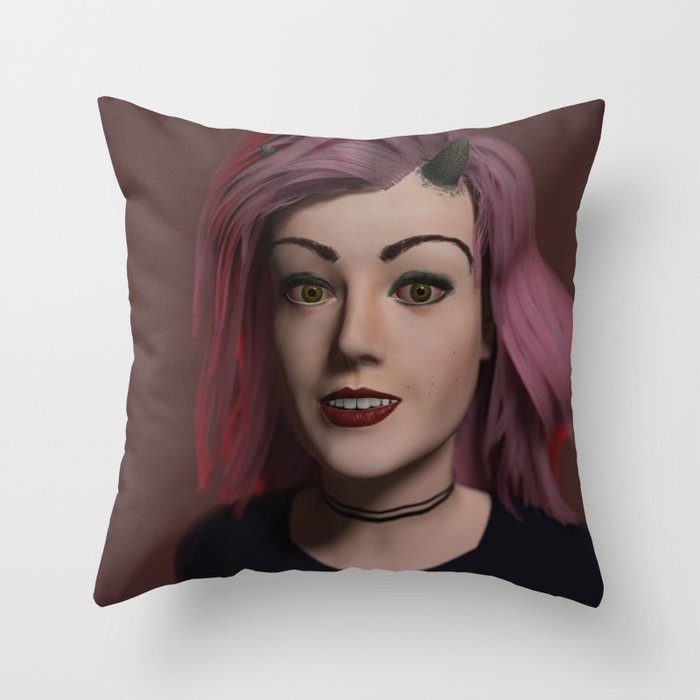 Morgan, the Demonic Devil Girl Throw Pillow