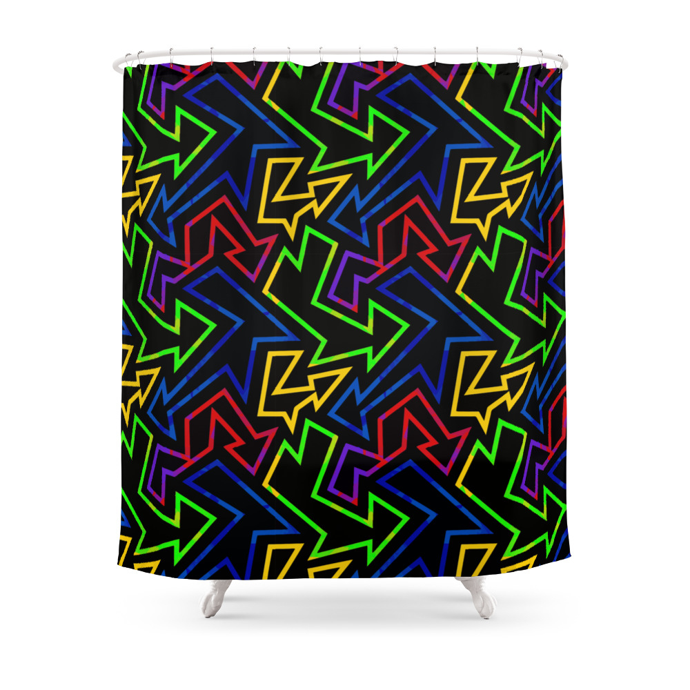 Directional Neon Pattern Shower Curtain by hobbitwithabopit