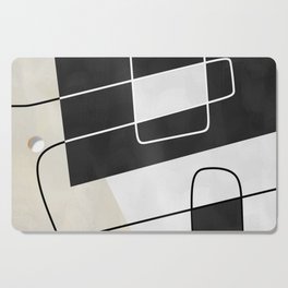 Modern Contemporary Abstract Black White and Beige No8 Cutting Board