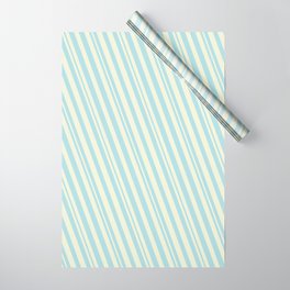 [ Thumbnail: Beige & Powder Blue Colored Lined/Striped Pattern Wrapping Paper ]