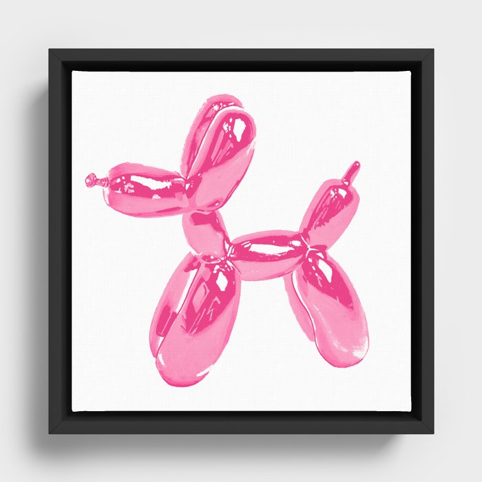 Pink Balloon Dog Pop Art | Kitsch Fun + Cute Framed Canvas