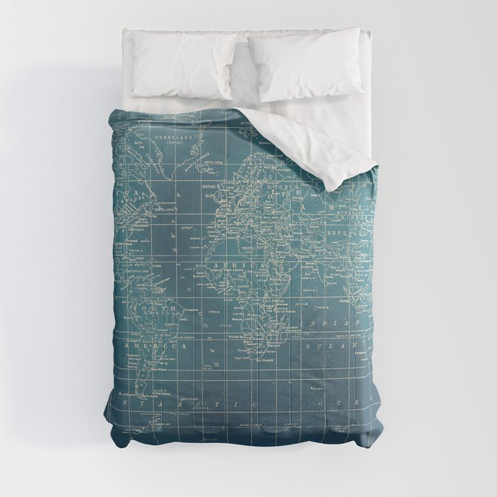 Grunge World Map Comforter