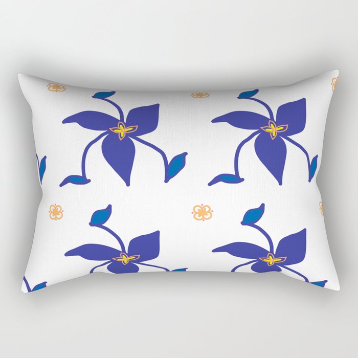 Blue and orange flowers Rectangular Pillow