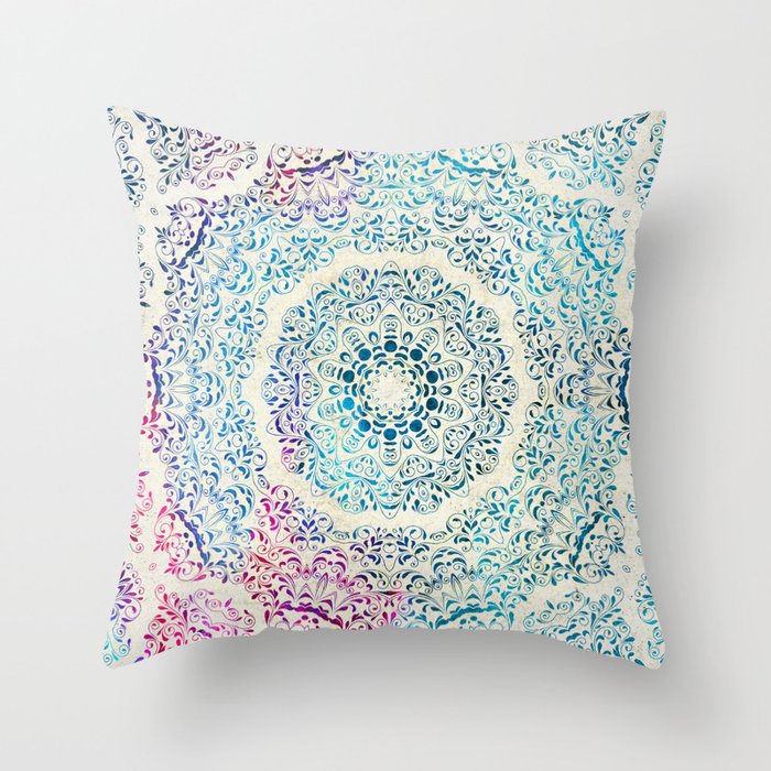 Watercolor Mandala Throw Pillow