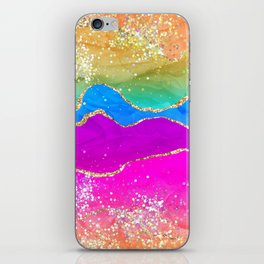 Vibrant Rainbow Glitter Agate Texture 01 iPhone Skin