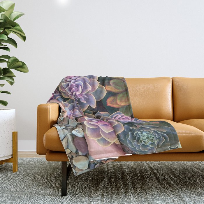 echeveria planter Throw Blanket