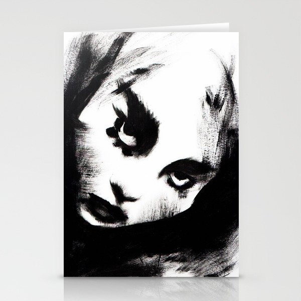 Modern conceptual black and white female portrait Stationery Cards
