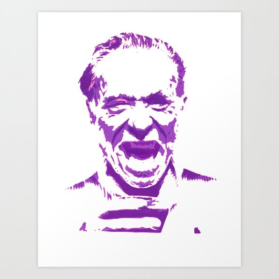 Charles Bukowski Stencil Purple Art Print
