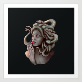 Greek Mythology Medusa with lipstick art Art Print