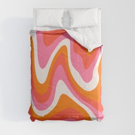 Retro Pink and Orange 70s Abstract Comforter