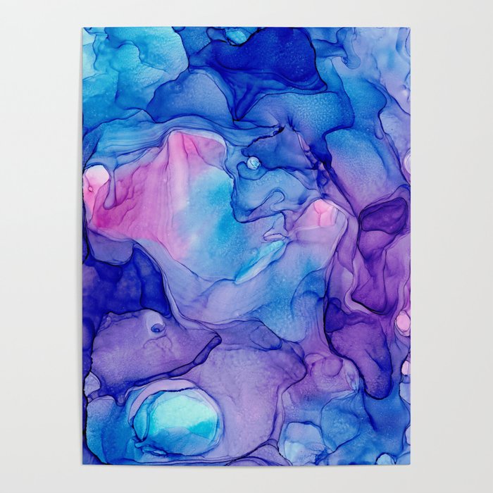 Painting in Blue, purple and iridescent blue. - Helenka White Design