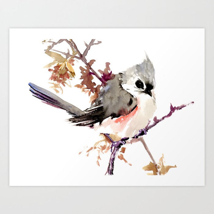 Bird Titmouse, nursery design, children room bird design bird lover Art Print