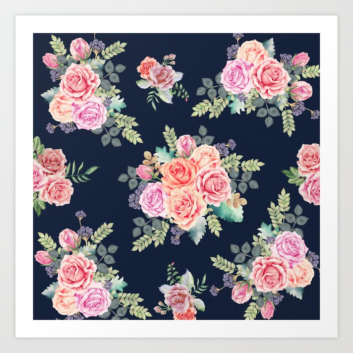 Rose Pattern 4 Art Print By Sw Creation Society6