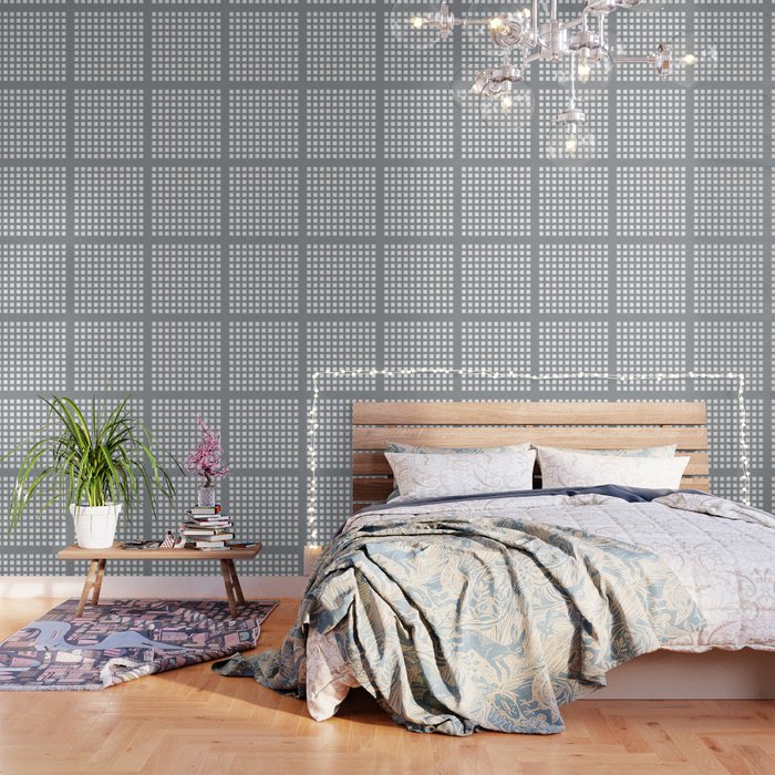 Grid pattern with thick lines in neutral grey color Wallpaper by ARTbyJWP via society6.com - 21 Winter-inspired wallpaper murals