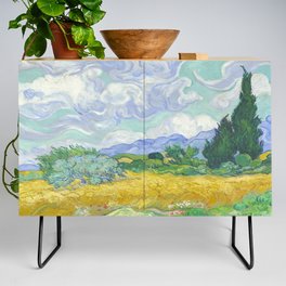 Vincent van Gogh Wheat Field with Cypresses Credenza