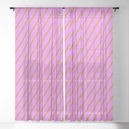 [ Thumbnail: Violet & Dark Goldenrod Colored Lines/Stripes Pattern Sheer Curtain ]