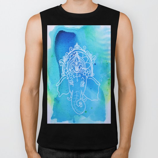 Watercolor Elephant Biker Tank