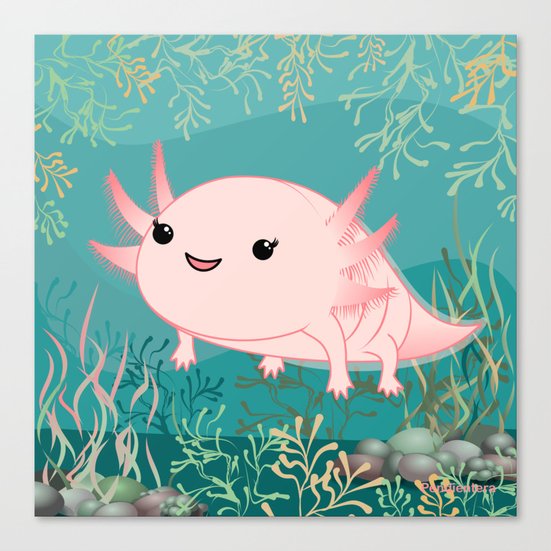 Axolotl Baby Kawaii Canvas Print By Pendientera Society6