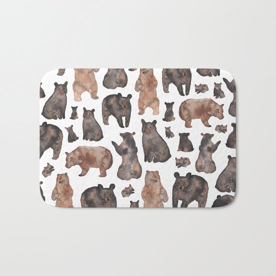 Woodland Bear Pattern Bath Mat