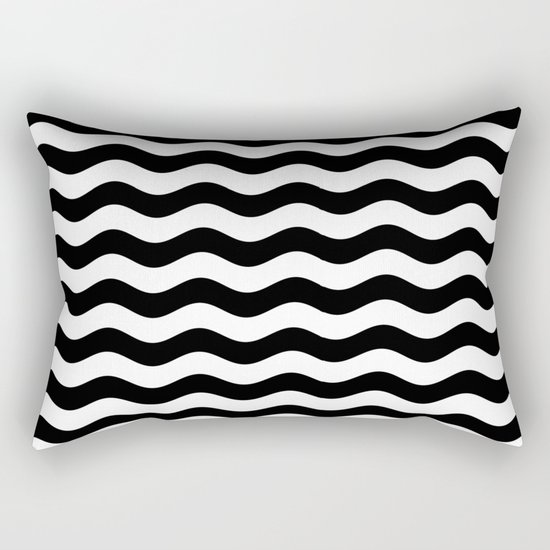 Wavy Stripes (Black/White) Rectangular Pillow