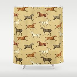 WILD HORSES Pattern - Mustard Yellow Shower Curtain