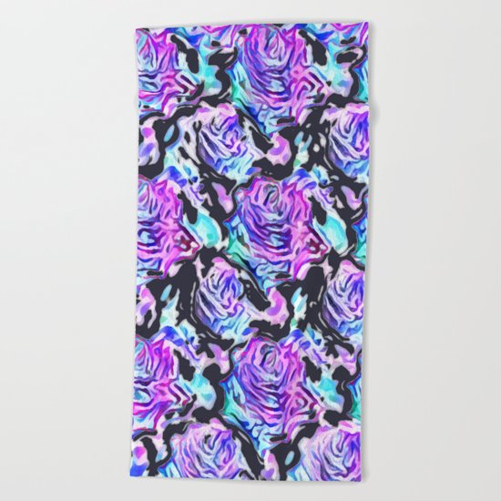Abstract Roses (dark) Beach Towel