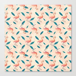 Peach flamingo pattern Canvas Print