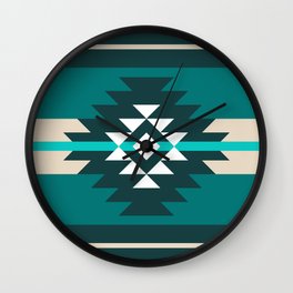 Aztec design in turquoise color Wall Clock